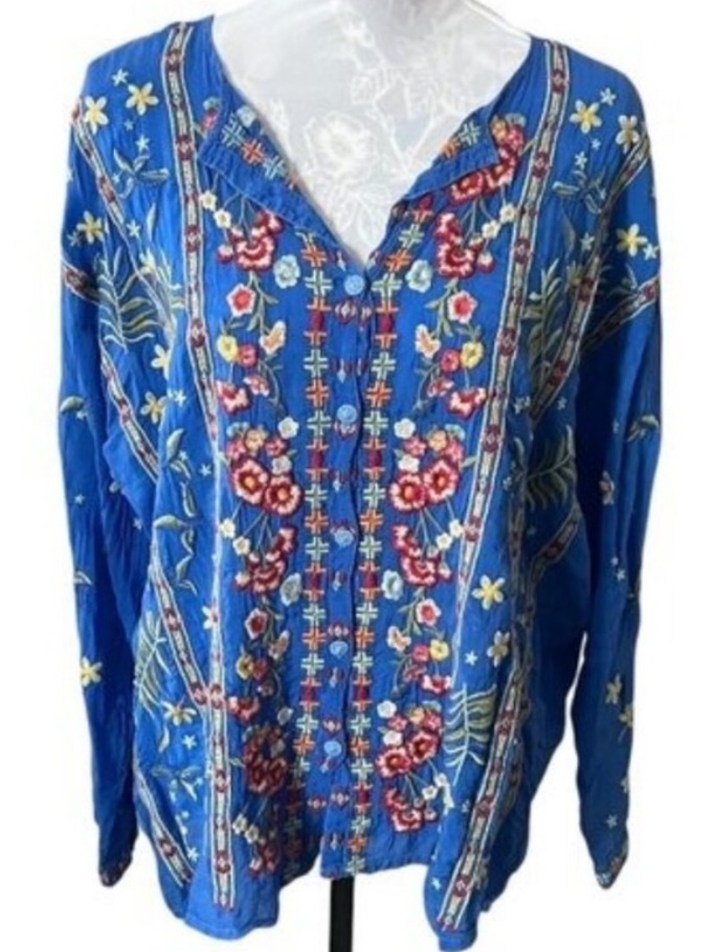 Johnny Was garden party extremely heavily embroidered peasant blouse NWT - Picture 3 of 10